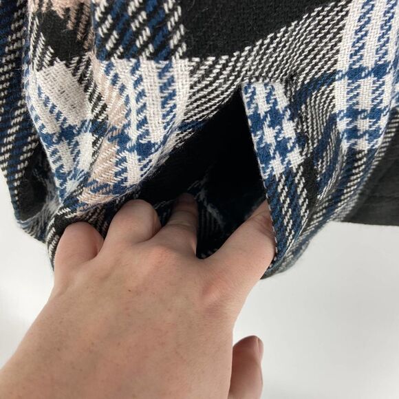 Susina Faux Shearling Collar Black White Plaid Cropped Jacket Womens L NWT - Picture 4 of 7